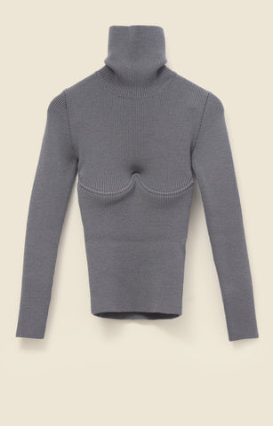 Bust-wire sweater in ribbed wool