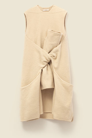 Knotted dress in washed cashmere