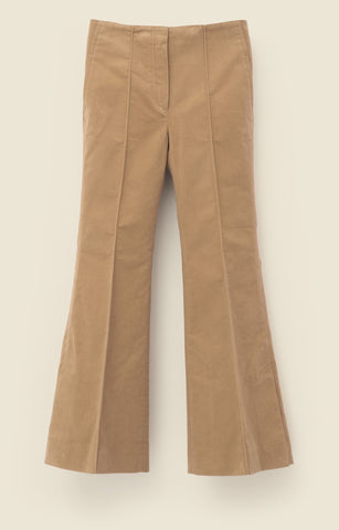 Flared trousers in cotton moleskin