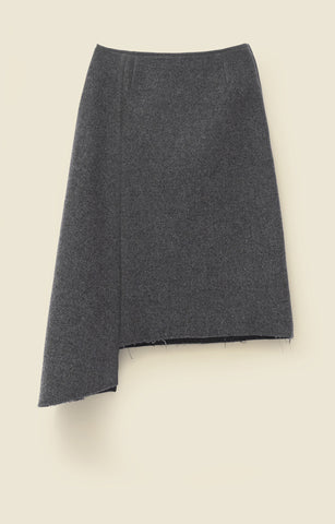 Asymmetrical skirt in wool loden