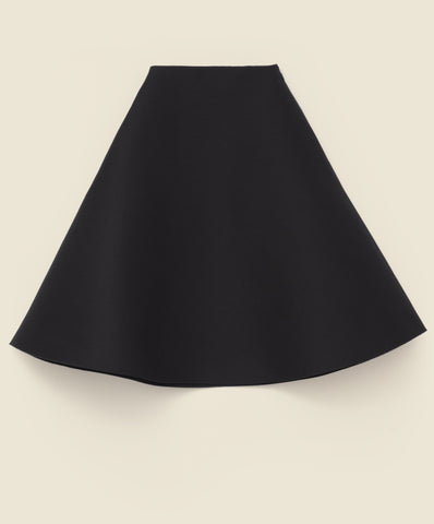 A-line skirt in wool-silk mikado