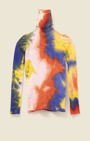 Tie-dye print top in stretch viscose