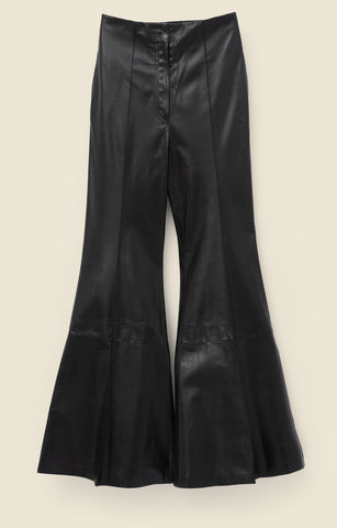 Flared trousers in featherweight leather