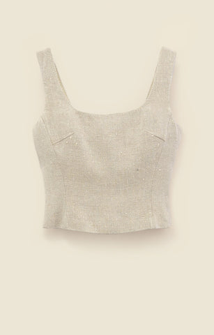 Bustier tank in natural slub linen