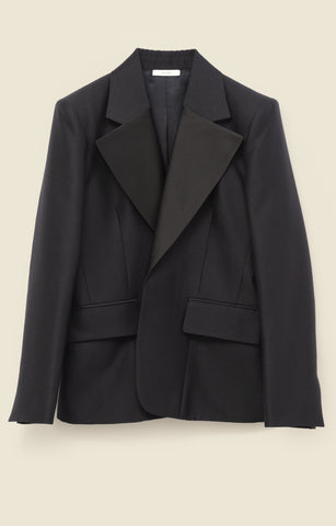 Tuxedo jacket in wool-silk