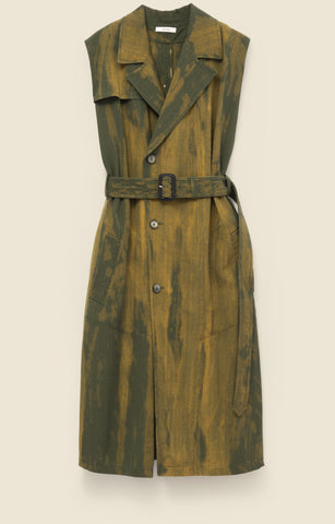 Trench dress in stained fluid canvas