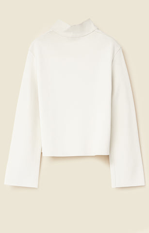 Mock-neck top in compact knit viscose