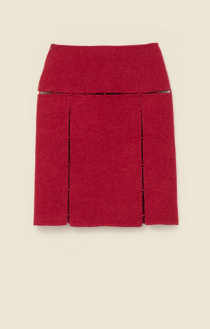 Stitched-panel skirt in Shetland wool