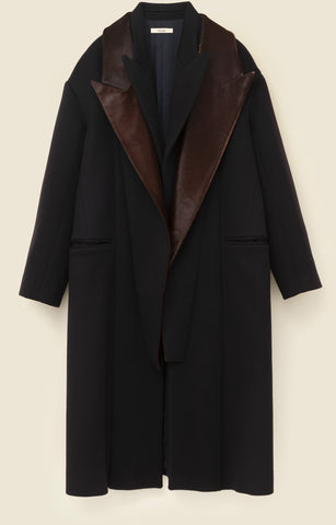 Coat in calfhair and wool-cashmere