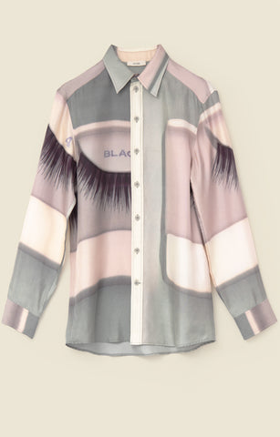 Eyelash-print shirt in silk twill