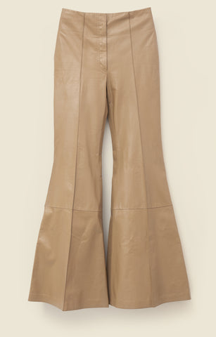 Flared trousers in featherweight leather