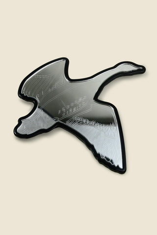 Large goose-motif mirror brooch