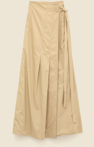 Long wrap skirt in cotton faille