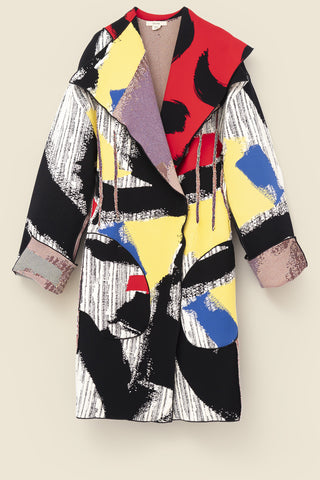 Brushstroke coat in textured jacquard