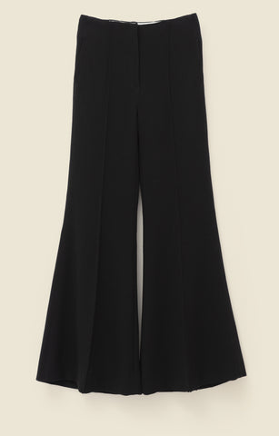 Flared trousers in crepe