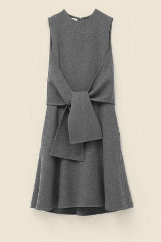 Tied dress in double-face cashmere