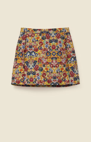 Miniskirt in floral brocade