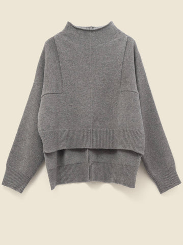 Poncho sweater in wool-blend knit