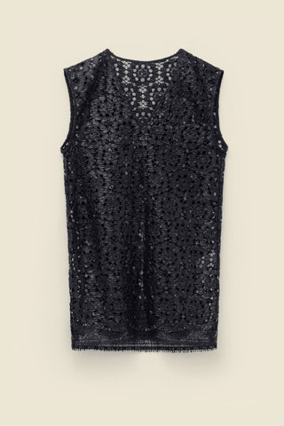 Vest top in coated corded lace