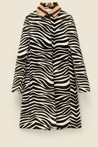 Car coat in animal-print duchesse