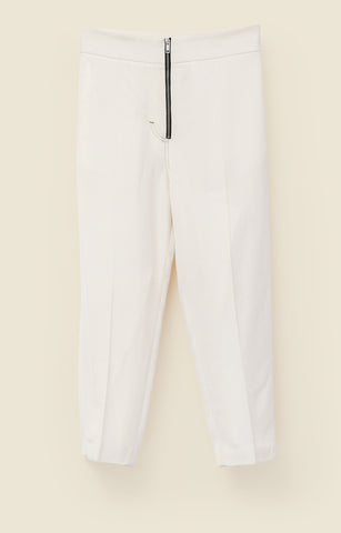 Zipped trousers in silk-viscose canvas