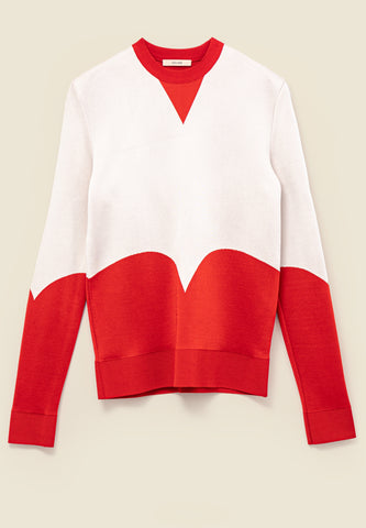 Colorblock sweater in intarsia knit