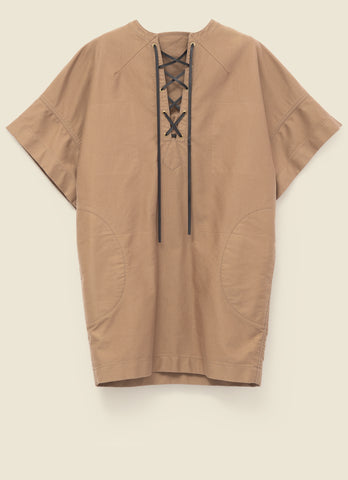 Cross-laced tunic dress in cotton