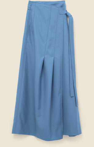 Long wrap skirt in wool-mohair