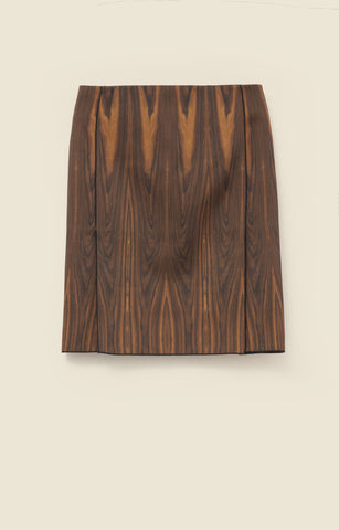 Skirt in woodgrain printed silk