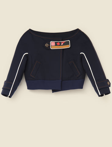 Cropped jacket in technical suiting