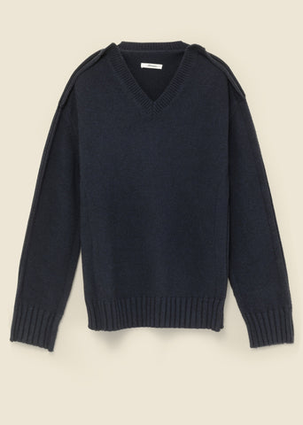 '2-D' V-neck sweater in yak wool