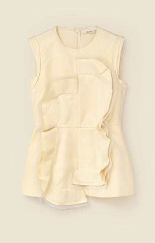 Ruffle-front top in cotton moleskin