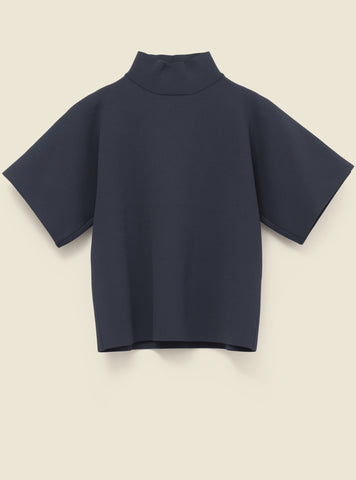 Mock-neck top in double-face knit