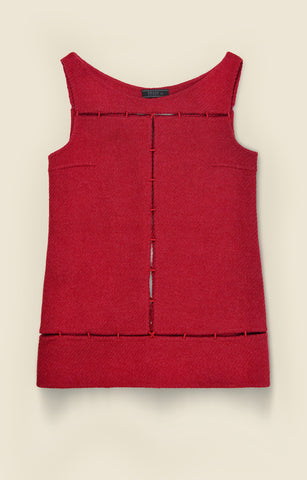 Stitched-panel top in Shetland wool