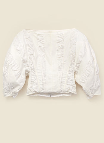 Puff sleeve top in cotton-silk