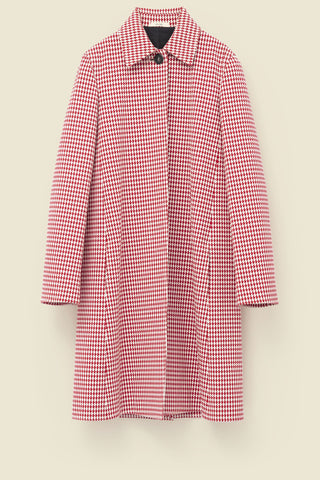 Car coat in houndstooth jacquard