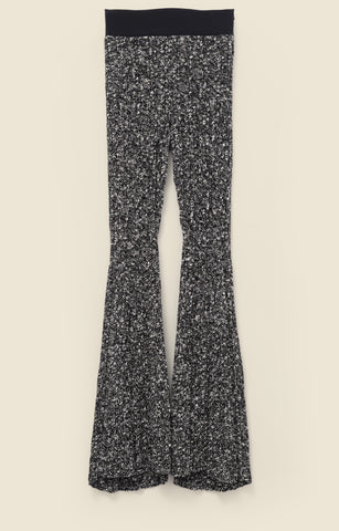 Flared rib-knit trousers in wool-cotton